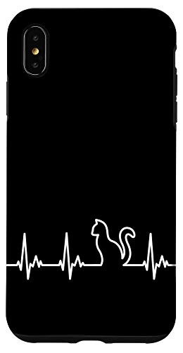 iPhone XS Max Cat with White Heart Line Case