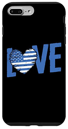 iPhone 7 Plus 8 Plus Thin Blue Line Gift - Police Officer US American FLag Case