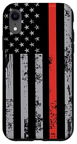 iPhone XR Thin Red Line Flag US Flag Firefighter Gift Fireman Phone Case