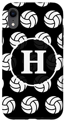 iPhone XR initial monogram white cute letter H volleyball players fan Case