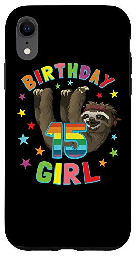 iPhone XR Girl 15th Birthday Sloth 15 Year Old B-day Party Kids Gift Case