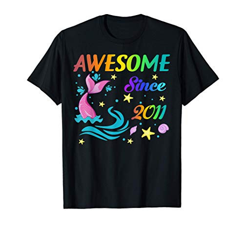 Awesome Since 2011-10th Mermaid Birthday Girls Party T-Shirt Awesome Since 2011-10th Mermaid Birthday Girls Party T-Shirt
