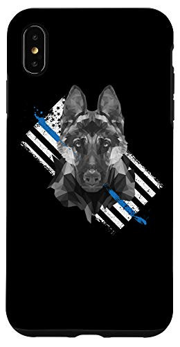 iPhone XS Max K9 German Shepherd Police Dog on Thin Blue Line Flag Case