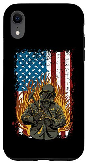 iPhone XR Firefighter Fire Department Gift - US Flag Thin Red Line Fir Case