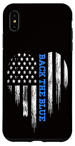 iPhone XS Max Back The Blue Thin Blue Line American Flag Support Police Case