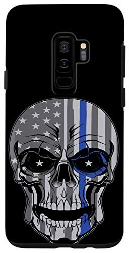 Galaxy S9plus  The thin blue line american flag skull back the blue police Case