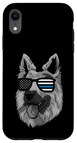 iPhone XR K9 Thin Blue Line - German Shepherd Police Dog US Flag Case