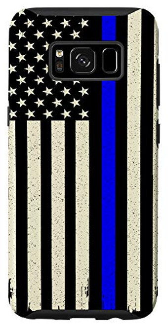 Galaxy S8 Thin Line Blue US Flag Police Law Enforcement Cop Gift Case