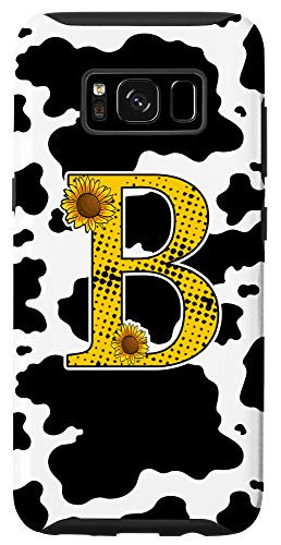 Galaxy S8 Cow Print Black White Sunflower Letter B Monogram Spotted Case