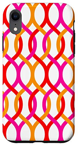 iPhone XR Modern Art Wavy Red Pink Orange Lines Case
