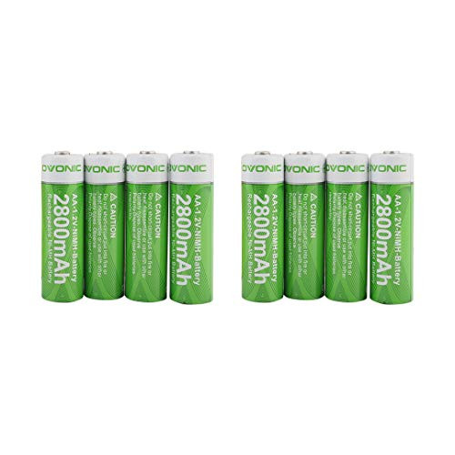 Ovonic Pack of 8 AA Batteries 2800mAh High Capacity Precharged Ni-MH AA Rechargeable Batteries  8 Packs
