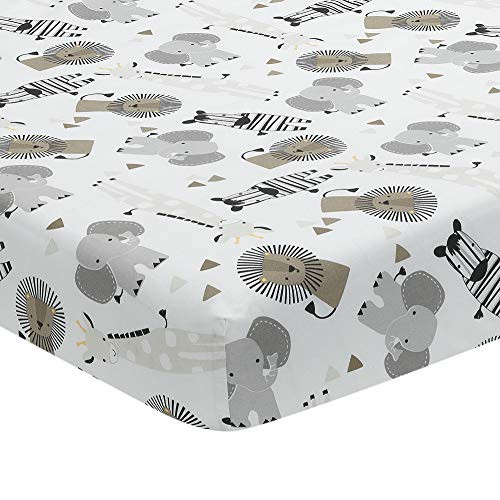 Lambs and Ivy Jungle Safari Cotton White Gray Elephant Lion Fitted Mini Crib Sheet Lambs and Ivy Jungle Safari Cotton White Gray Elephant Lion Fitted Mini Crib Sheet