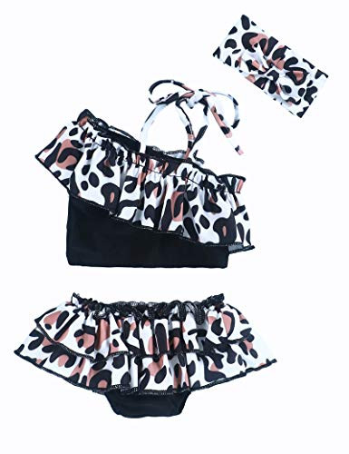 Toddler Baby Girl Swimsuit Bikini Tankini Swimwear Beach Suit with Headband Two-Piece Bathing Suit 2-3T