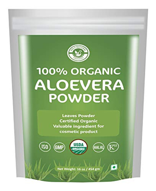 USDA Certified Organic Aloe Vera Leaf Powder -16 Oz 454gm Aloe barbadensis Miller -1 lb - Resealable Zip Lock Pouch USDA Certified Organic Aloe Vera Leaf Powder -16 Oz 454gm Aloe barbadensis Miller -1 lb - Resealable Zip Lock Pouch