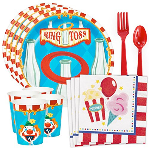 Costume SuperCenter Carnival Games Standard Tableware Kit  Serves 8