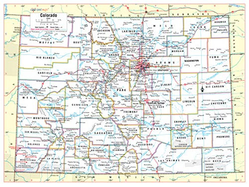 Cool Owl Maps Colorado State Wall Map Poster Rolled 32 inchx24 inch  Paper