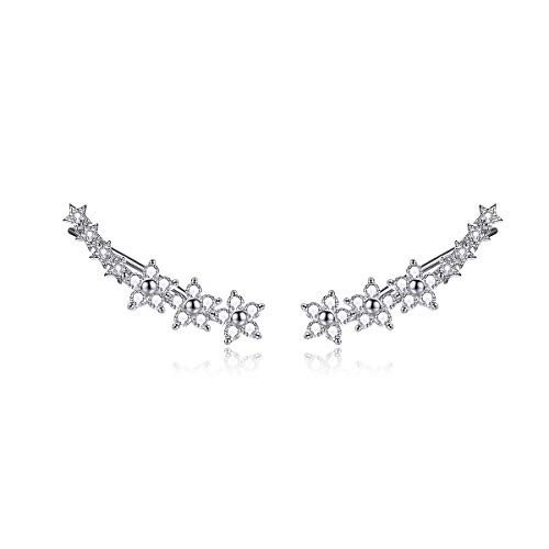WOSTU Ear Jacket Flower Climber Earrings 925 Sterling Silver Flower Ear Stud Crawler Cuff Earrings. WOSTU Ear Jacket Flower Climber Earrings 925 Sterling Silver Flower Ear Stud Crawler Cuff Earrings.