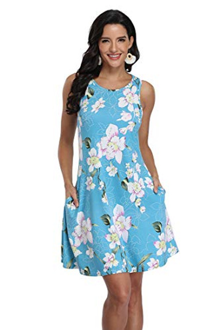 sophiashopping Womens Floral Tank Swing Dress Summer Beach Dress with Pockets Casual Loose T Shirt Dress Knee Length XL sophiashopping Womens Floral Tank Swing Dress Summer Beach Dress with Pockets Casual Loose T Shirt Dress Knee Length XL
