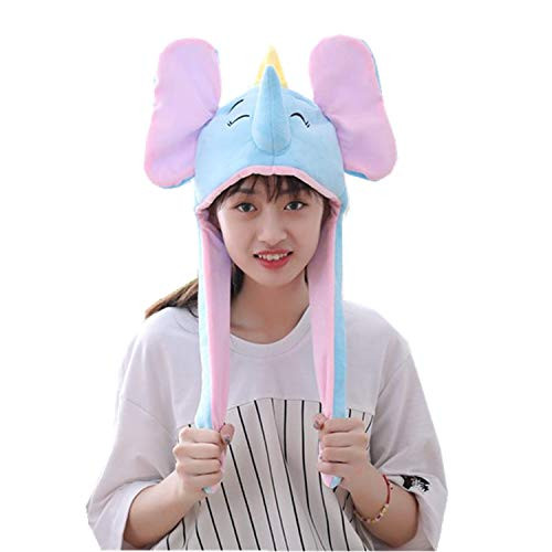 JJEUWE Funny Halloween Costume Movable Animal Ear Hat Dress up Cosplay Blue Elephant