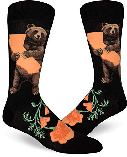 ModSocks Mens California Bear Hug Crew Socks in Black