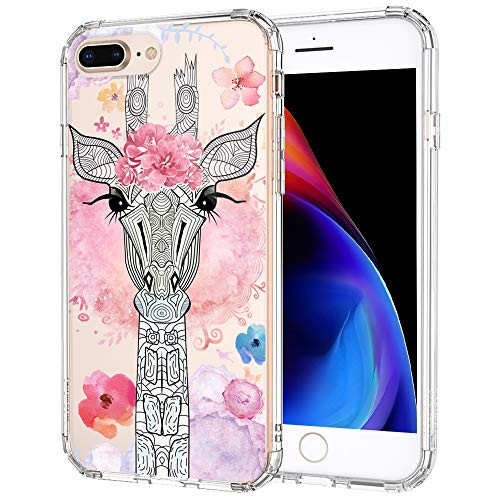 MOSNOVO Cute Flower Giraffee Pattern Designed for iPhone 8 Plus Case iPhone 7 Plus Case - Clear