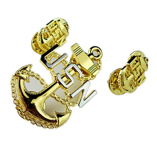 USN U.S. Navy HAT Badge Metal Insignia with Collar Navy Badge Lapel PIN of 3