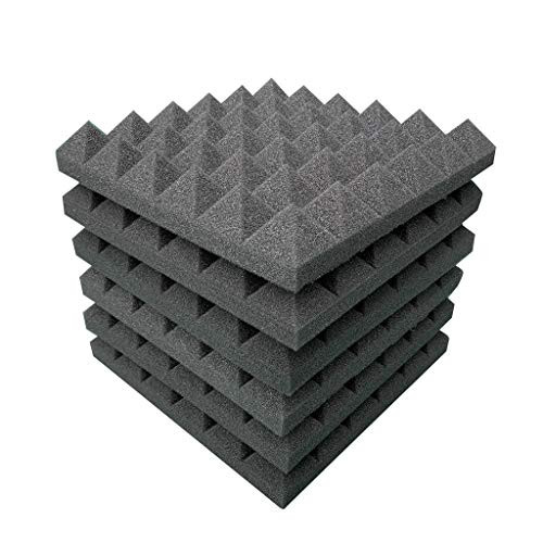 Ouniman 6 Pack Acoustic Foam Panel Studio Foam Egg Crate12 inchX12 inchX2 inch Soundproof Foam Padding Wall Panels Sound Insulation Absorption Wall Tiles Ideal for Home Theater Studios Instrument Room  Black