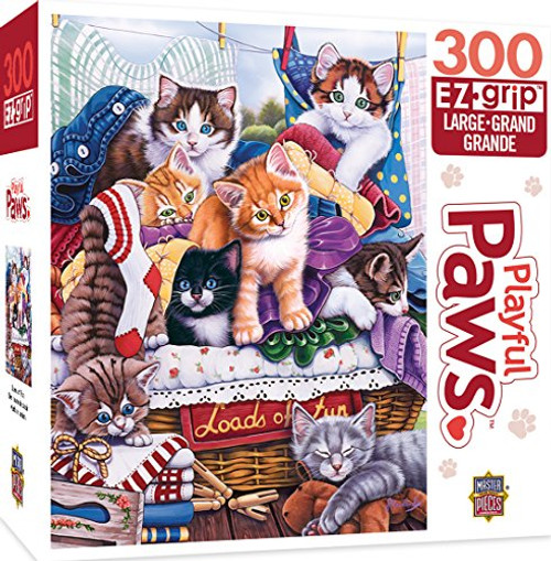 MasterPieces Playful Paws Loads of Fun Kittens Large EZ Grip Jigsaw Puzzle by Jenny Newland, 300-Piece