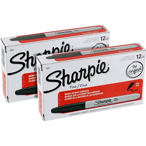 Sharpie 30001 Permanent Marker Fine Point Black 2 SDozen