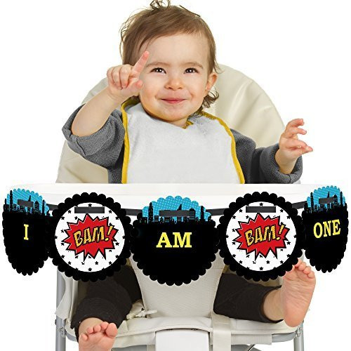 Big Dot of Happiness BAM! Superhero 1st Birthday - I Am One - First Birthday High Chair Banner Big Dot of Happiness BAM! Superhero 1st Birthday - I Am One - First Birthday High Chair Banner