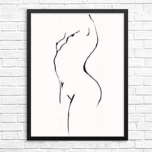 Abstract Line Drawing Womans Body Art Print Minimalist Female Silhouette Poster 11 inchx14 inch UNFRAMED Trendy Artwork for Bedroom Living Room Bathroom Wall Decor