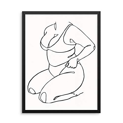 Abstract Womans Body Positive Line Drawing Art Print Minimalist Poster 11 inchx14 inch UNFRAMED Modern Fashion Artwork for Bedroom Living Room Bathroom Home Office  11 inchx14 inch COLOR 2