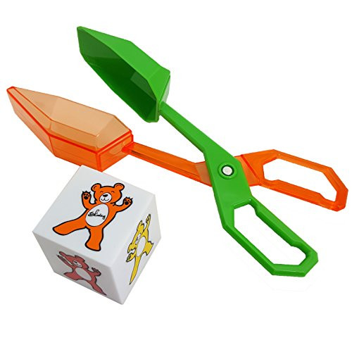 Skoolzy Toddler Toys Fine Motor Tools Set - Scoop Tongs and Color Bear Dice | Learning & Educational Montessori Manipulative Toys