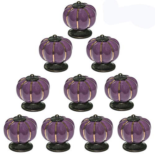 Cabinet Knobs RilexAwhile Ceramic Dresser Knobs Pumpkin Drawer Knobs for Kitchen Dresser Drawers Pulls Ceramic Handles