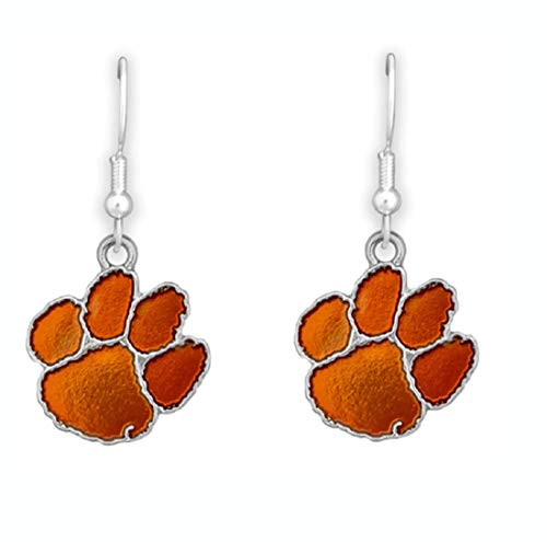 Clemson Tigers Iridescent Logo Silver Tone Earrings