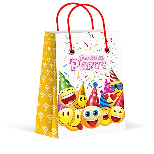 LARZN Premium Emoji Party Bags, Treat Bags, New , Gift Bags ,Goody Bags, Emoji Party Favors, Emoji Party Supplies, Decorations, Pack of 12 LARZN Premium Emoji Party Bags, Treat Bags, New , Gift Bags ,Goody Bags, Emoji Party Favors, Emoji Party Supplies, Decorations, Pack of 12