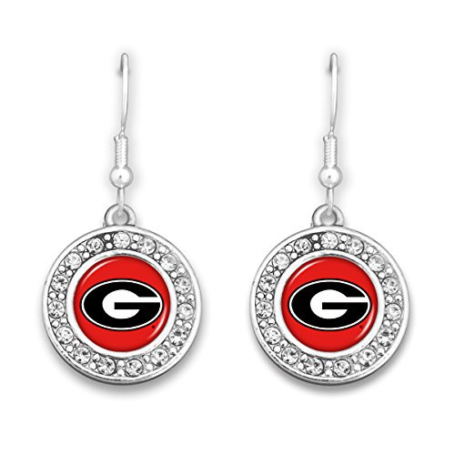 FTH Georgia Bulldogs Crystal Circle Logo Earrings
