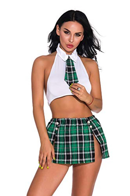 Schoolgirl Lingerie for Women with Plaid Mini Skirt Costume Set Role Play Schoolgirl Lingerie for Women with Plaid Mini Skirt Costume Set Role Play