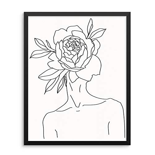 Sincerely Not One Line Wall Art Print Abstract Womans Body Shape with Flower Home Decor Poster 11 inchx14 inch UNFRAMED Minimalist Artwork for Living Room Bedroom Bathroom  11 inchx14 inch Flower Head