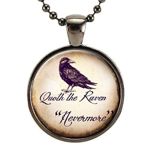Quoth The Raven Necklace Edgar Allan Poe Nevermore Jewelry Halloween Crow Pendant