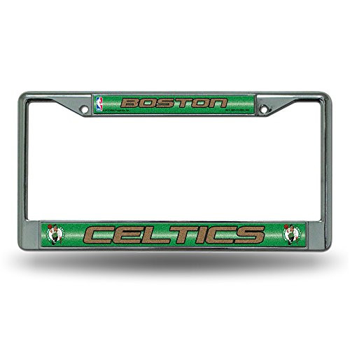 NBA Rico Industries Bling Chrome License Plate Frame with Glitter Accent Boston Celtics Team Color 6 x 12.25-inches NBA Rico Industries Bling Chrome License Plate Frame with Glitter Accent Boston Celtics Team Color 6 x 12.25-inches