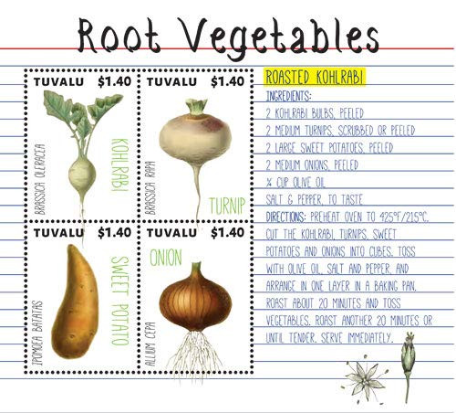 2014 Root Vegetables Collectible Sheet of 4 Stamps Mint Never Hinged