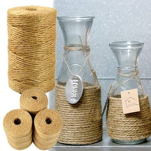 DFSM Jute Twine 100M Natural Sisal 2mm Rustic Tags Wrap Wedding Decoration Crafts Twisted Rope String Cord Events Party Supplies