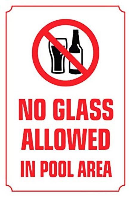 SIGNCHAT No Glass Allowed in Pool Area Warning Sign Swimming Pool Safety Pool Rules Metal Plate Tin Sign 8X12 Inches SIGNCHAT No Glass Allowed in Pool Area Warning Sign Swimming Pool Safety Pool Rules Metal Plate Tin Sign 8X12 Inches