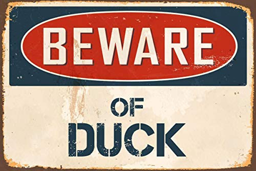 SIGNCHAT Beware of Duck Funny Metal Warning Signs for Home Decor Safety Yard Sign Tin Sign 8X12 Inches SIGNCHAT Beware of Duck Funny Metal Warning Signs for Home Decor Safety Yard Sign Tin Sign 8X12 Inches