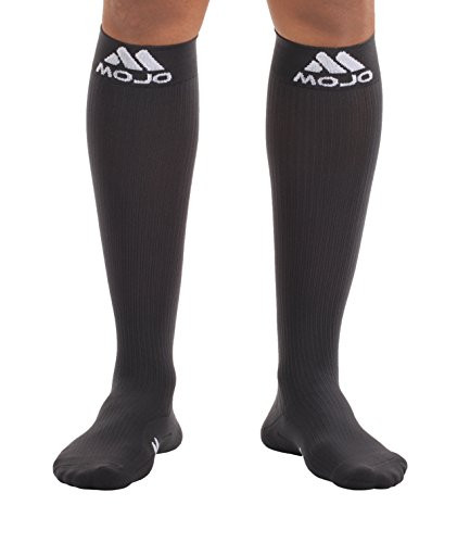 Mojo Compression Socks - Comfortable Coolmax Material for Recovery  and  Performance. Medical Support Socks - Firm Support - Compression stockings for women  and  men  Carbon Grey Large