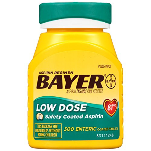 Aspirin Regimen Bayer 81mg Enteric Coated Tablets   Pain Reliever  300 Count