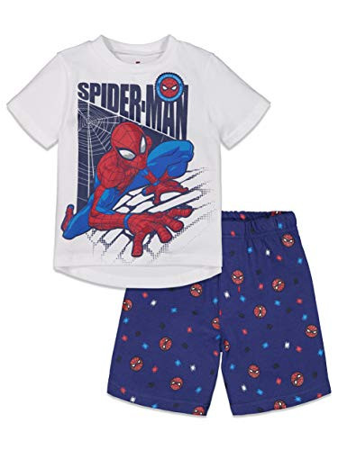 Marvel Spiderman Little Boys T-Shirt and French Terry Shorts Set White 5