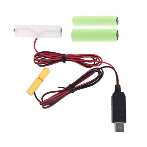 USB to Dual LR6 LR03 Battery Power Supply Cable Replace 2X AA AAA 1.5V Battery Eliminator