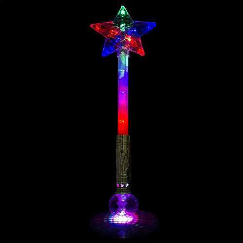 Fun Central LED Jumbo Star Wand with Crystal Ball Handle - Multicolor Light Up Wand for Kids